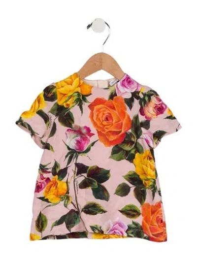 Pre-owned Dolce & Gabbana Babies' Girls' Floral Print Top In Pink
