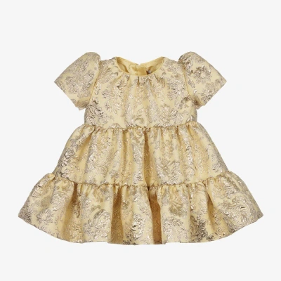 Dolce & Gabbana Girls Gold Jacquard Baby Dress Set