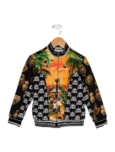 Pre-owned Dolce & Gabbana Babies' Girls' Graphic Zip Sweatshirt In Black