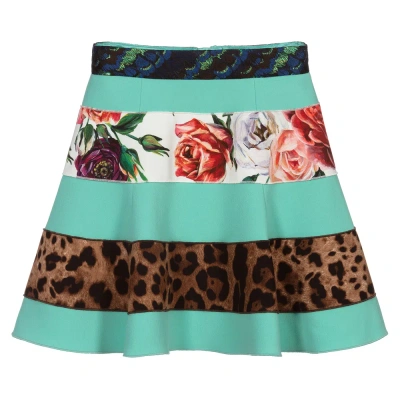 Dolce & Gabbana Kids' Girls Green Patchwork Skirt