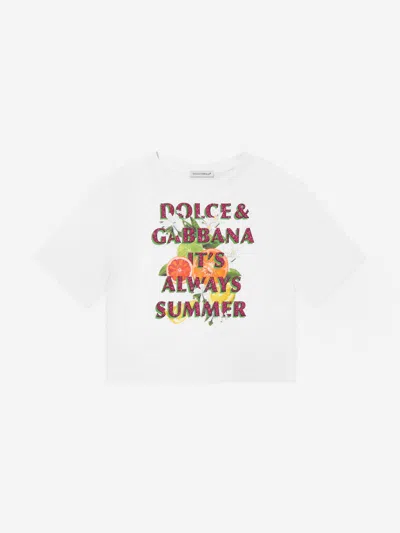 Dolce & Gabbana Kids' Girls White Italian Holiday Cotton T-shirt