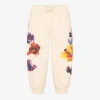 DOLCE & GABBANA GIRLS IVORY FLORAL COTTON JOGGERS