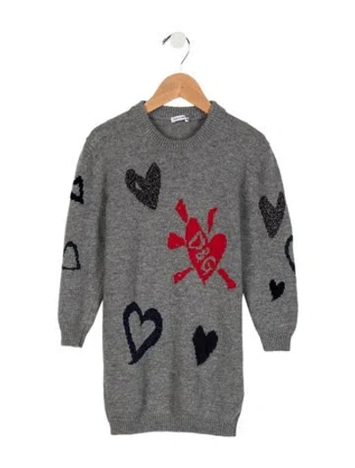 Pre-owned Dolce & Gabbana Babies' Girls' Knit Sweater Dress In Gray
