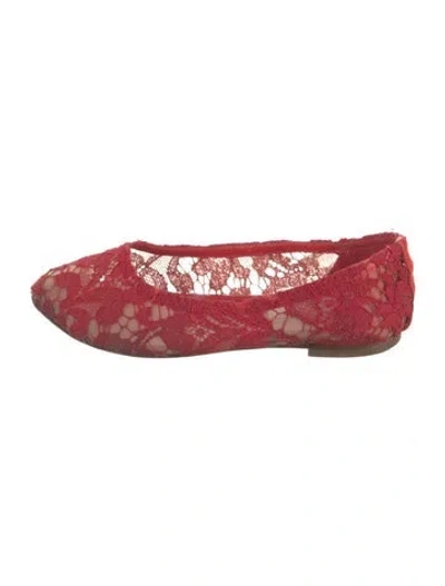 Pre-owned Dolce & Gabbana Kids' Girls' Lace Ballet Flats In Red