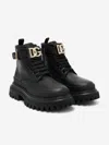 Dolce & Gabbana Dg Plaque Combat Boots In Black