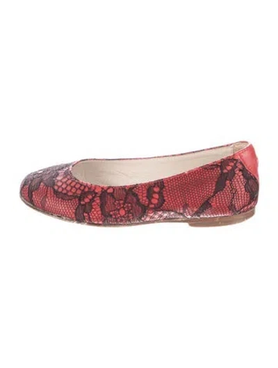 Pre-owned Dolce & Gabbana Babies' Girls Leather Laced Ballet Flats In Red