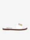 Dolce & Gabbana Dg-logo Patent Leather Slides In White