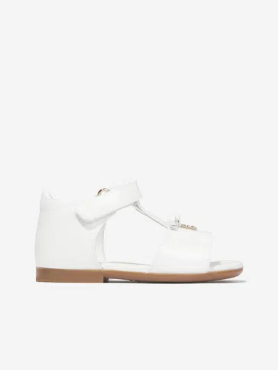 Dolce & Gabbana Kids' Girls Leather Logo Sandals In White