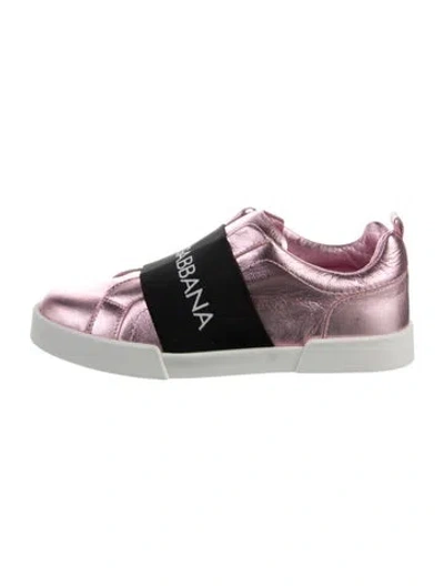 Pre-owned Dolce & Gabbana Babies' Girls Leather Low Top Sneakers In Pink