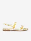 Dolce & Gabbana Printed Leather Sandals In Yellow