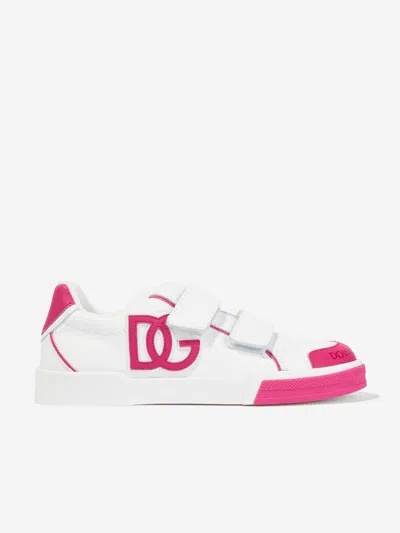 Dolce & Gabbana Kids Leather Portofino Sneakers In White