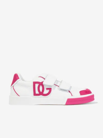 Dolce & Gabbana Kids Leather Portofino Trainers In White