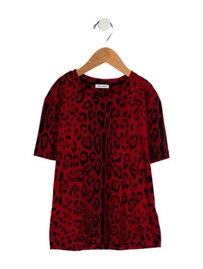 Pre-owned Dolce & Gabbana Babies' Girls' Leopard Print T-shirt In Red
