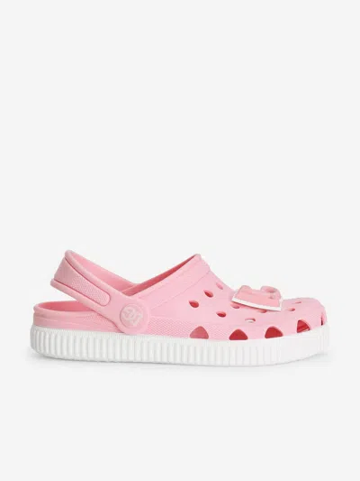 Dolce & Gabbana Girls Logo Clog Sandals In Pink