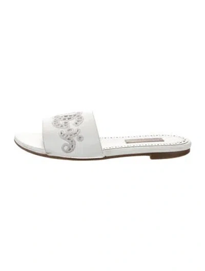 Pre-owned Dolce & Gabbana Babies' Girls' Logo Embroidered Sandals In White