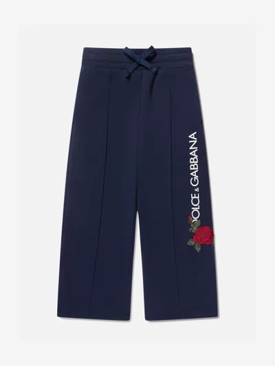 Dolce & Gabbana Babies' Girls Logo Joggers In Blue