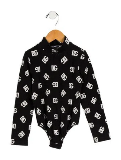 Pre-owned Dolce & Gabbana Babies' Girls' Logo Print Bodysuit In Black