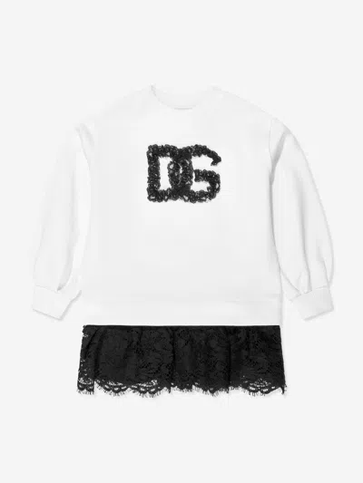 Dolce & Gabbana Kids' Girls Logo Sweater Dress In White