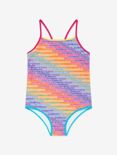 Dolce & Gabbana Kids' Logo-print Swimsuit In Multicoloured