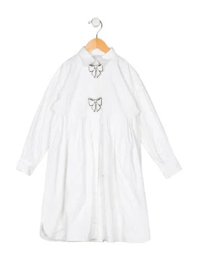 Pre-owned Dolce & Gabbana Kids' Girls' Long Sleeve Cotton Dress In White