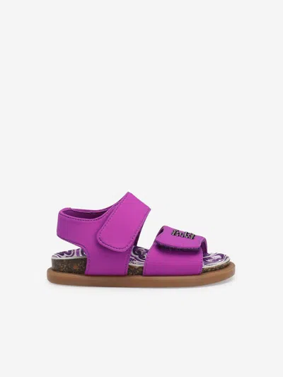 Dolce & Gabbana Kids' Girls Lycra Diamante Logo Sandals In Purple