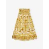 Dolce & Gabbana Majolica-print Cotton Skirt In Maiolica 3l Giallo
