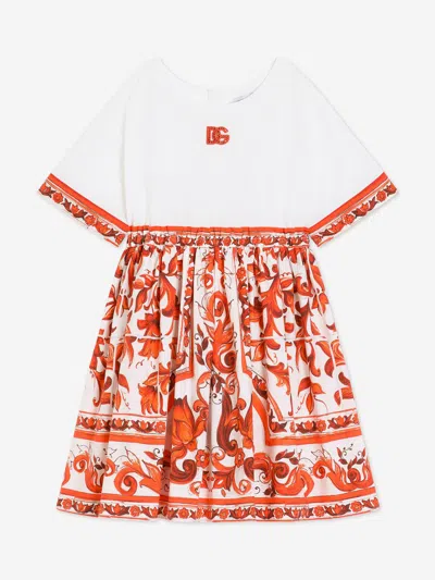 Dolce & Gabbana Babies'  Girls Majolica Logo Dress In Red