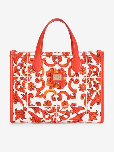 Dolce & Gabbana Kids'  Girls Majolica Print Tote Bag In Neutral