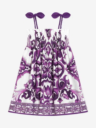 Dolce & Gabbana Babies' Girls Majolica Sleeveless Dress In Multi