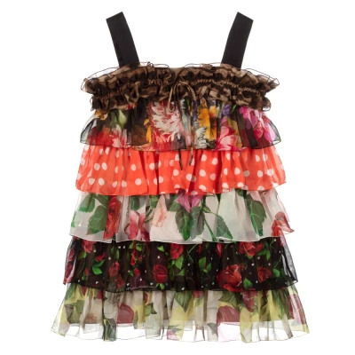 Dolce & Gabbana Kids' Girls Multicoloured Silk Dress In Red