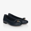 DOLCE & GABBANA GIRLS NAVY BLUE LEATHER SHOES