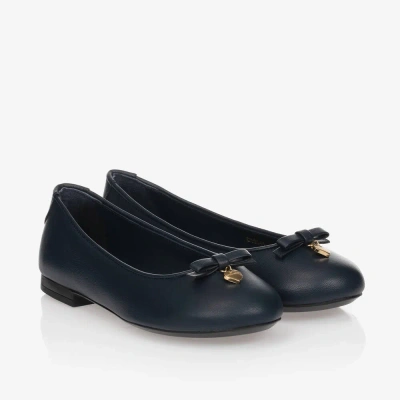 Dolce & Gabbana Kids' Girls Navy Blue Leather Shoes