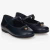 DOLCE & GABBANA GIRLS NAVY BLUE LEATHER SHOES
