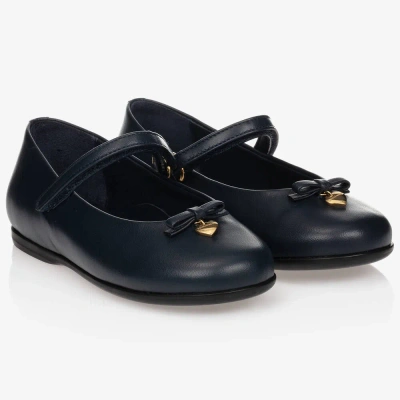 Dolce & Gabbana Babies' Girls Navy Blue Leather Shoes