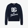 Dolce & Gabbana Girls Navy Blue Wool-knit Dg Sweater In Blue
