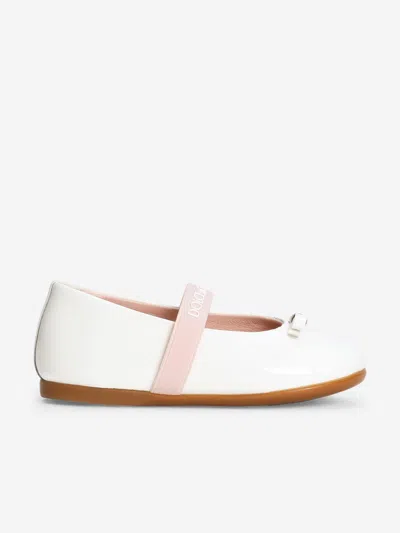 Dolce & Gabbana Girls Patent Leather Ballerinas In White