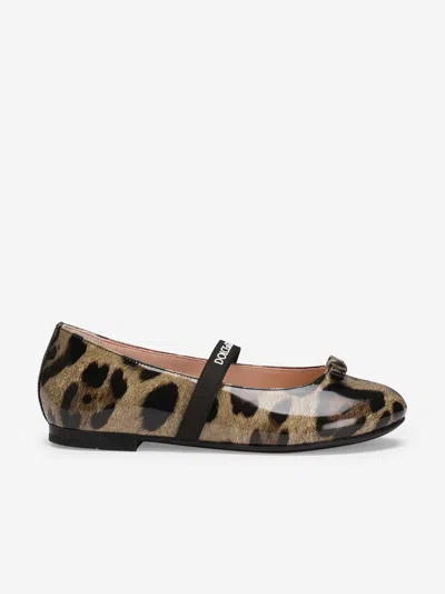 DOLCE & GABBANA DOLCE & GABBANA GIRLS PATENT LEATHER LEOPARD BALLERINAS