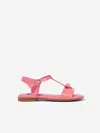 Dolce & Gabbana Girls Pink Patent Leather Dg Sandals In Pink