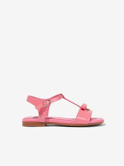 Dolce & Gabbana Kids' Girls Pink Patent Leather Dg Sandals