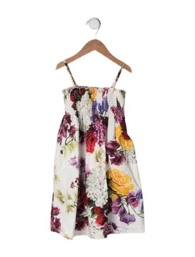 Pre-owned Dolce & Gabbana Kids' Girls' Pattern Printed Sleeveless Dress In White