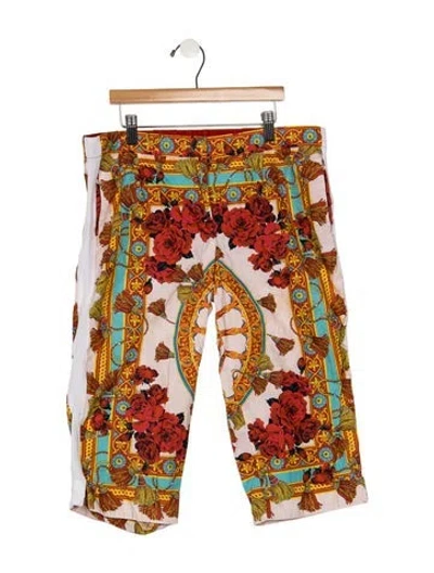 Pre-owned Dolce & Gabbana Kids' Girls Pattern Printed Snap And Zip Closure Pants In Red