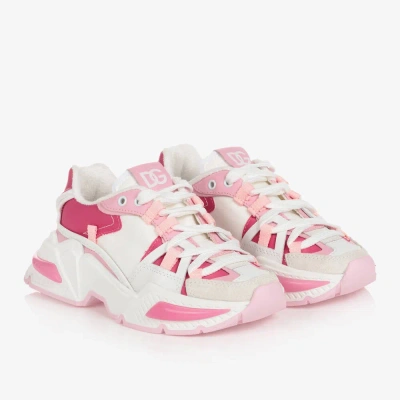 Dolce & Gabbana Kids' Girls Pink & White Airmaster Trainers