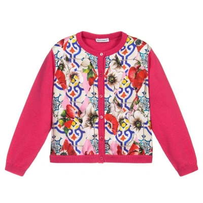Dolce & Gabbana Kids' Girls Pink Cotton & Silk Cardigan