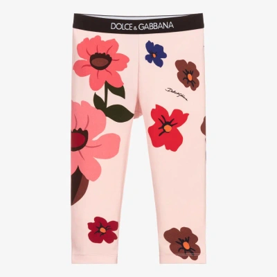 Dolce & Gabbana Babies' Girls Pink Floral Leggings