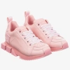 DOLCE & GABBANA GIRLS PINK LEATHER LOGO TRAINERS