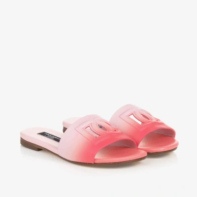 Dolce & Gabbana Kids' Girls Pink Ombré Leather Dg Sandals