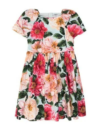 Pre-owned Dolce & Gabbana Kids' Girls Pleated Pattern Printed Dress In Black