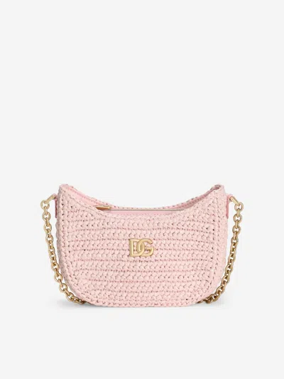 Dolce & Gabbana Girls Raffia Shoulder Bag In Pink