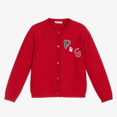 Dolce & Gabbana Babies' Girls Red Cashmere Cardigan