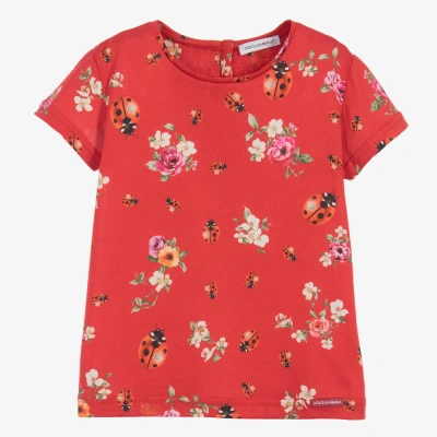Dolce & Gabbana Kids' Girls Red 'coccinelle' T-shirt